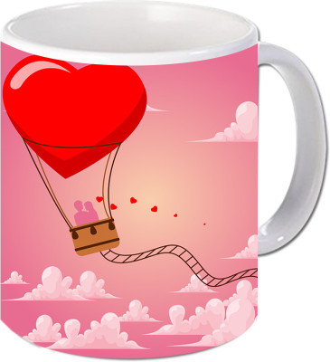 

Maison N Mode Red Heart Fly Coffee Ceramic Mug(330 ml), Multicolor