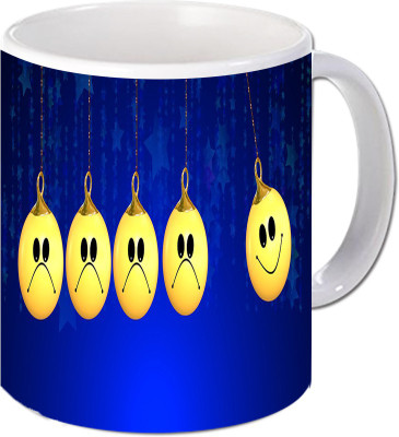 

Maison N Mode Smile Ball Coffee Ceramic Mug(330 ml), Multicolor