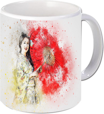 

Maison N Mode China Girl Coffee Ceramic Mug(330 ml), Multicolor