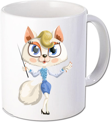 

Maison N Mode Dancing Cat Coffee Ceramic Mug(330 ml), Multicolor