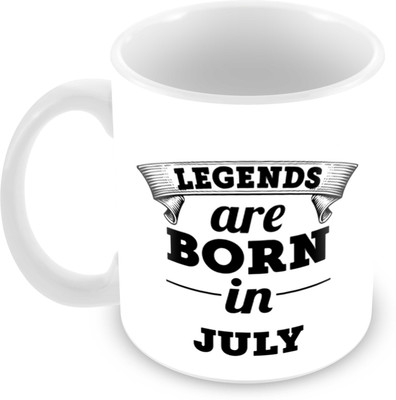 

Tuelip Printed Legends are Born in July Tea And Coffee 350 ML Ceramic Mug(350 ml), White