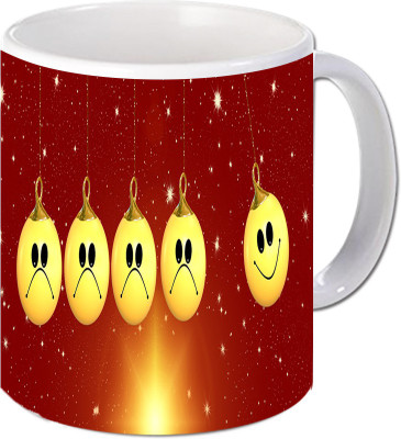 

Maison N Mode Smile Red Ball Coffee Ceramic Mug(330 ml), Multicolor