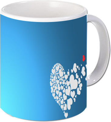 

Maison N Mode Vector Heart Coffee Ceramic Mug(330 ml), Multicolor