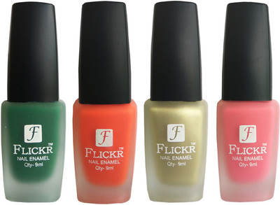 

Flickr VELVET MATTE NAIL Polish Green,Orange,Golden,Peach(Pack of 4)