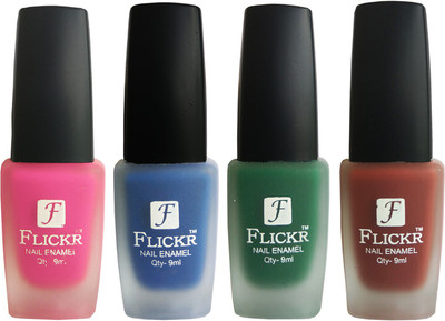 Flickr VELVET MATTE NAIL Polish Pink,Blue,Green,Nude(Pack of 4)