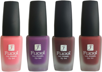 Flickr VELVET MATTE NAIL Polish Peach,Purple,Maroon,Reddish Maroon(Pack of 4)