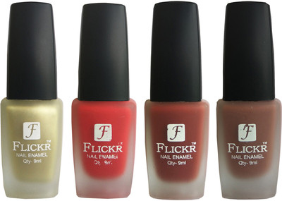 

Flickr VELVET MATTE NAIL Polish Golden,Red,Nude,Brown(Pack of 4)