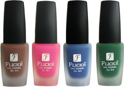 Flickr VELVET MATTE NAIL Polish Brown,Pink,Blue,Green(Pack of 4)
