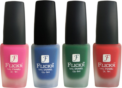 Flickr VELVET MATTE NAIL Polish Pink,Blue,Green,Red(Pack of 4)