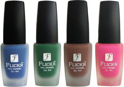 Flickr VELVET MATTE NAIL Polish Blue,Green,Brown,Pink(Pack of 4)