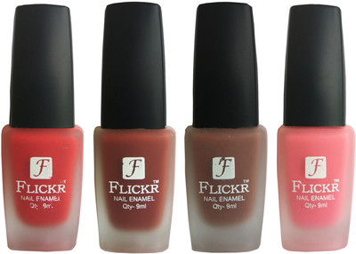 Flickr VELVET MATTE NAIL Polish Red,Nude,Brown,Peach(Pack of 4)