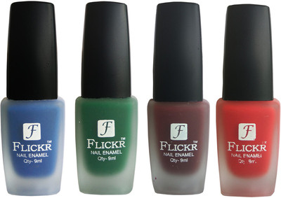 Flickr VELVET MATTE NAIL Polish Blue,Green,Maroon,Red(Pack of 4)