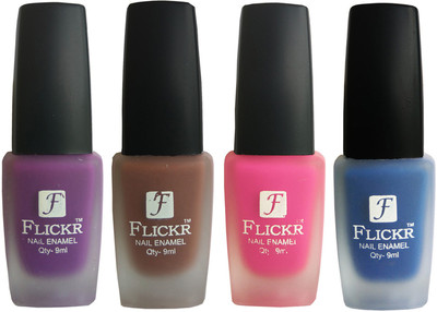 Flickr VELVET MATTE NAIL Polish Purple,Brown,Pink,Blue(Pack of 4)