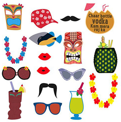 

PARTY PROPZ PHOTOBOOTH PROPS SET OF 16 PIECES/HAWAIIAN BIRTHDAY DECORATION/ HAWAIIAN PARTY SUPPLIES Photo Booth Board(Party, Birthday)