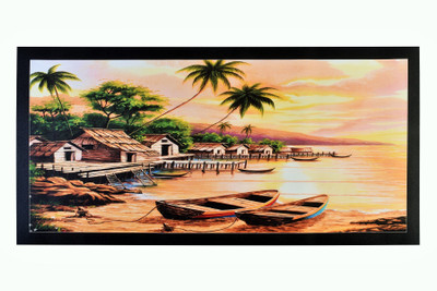 

Sparkle Print Painting Of Village View Unframed Wall Sticker Poster (20 X 40 Inches) Fine Art Print(20 inch X 40 inch, Rolled)