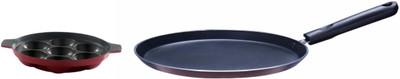 

Brilliant Appam Patra with Dosa Tawa Paniyarakkal Set(Aluminium, Non-stick), Brown;red