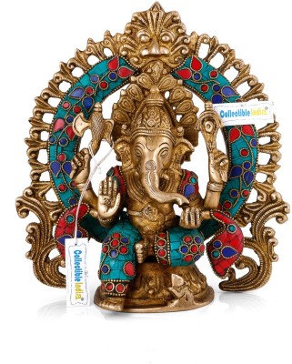 Collectible India Lord Ganesha Shrine God Ganesh Idol Decorative Showpiece  -  22 cm(Brass, Multicolor)