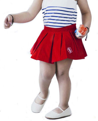 

Cuddledoo Embroidered Baby Girls Pleated Red Skirt
