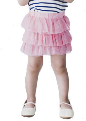 

Cuddledoo Printed Baby Girls Layered Pink Skirt