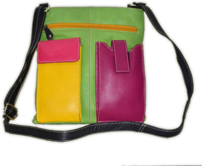 

Shankar Produce Girls Casual Multicolor Genuine Leather Sling Bag