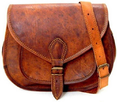 

CraftShades Girls Casual Brown Genuine Leather Sling Bag