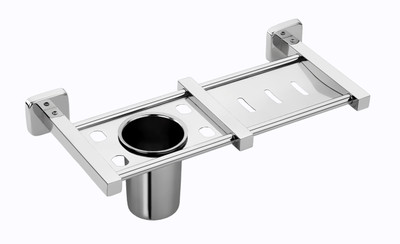 

Handy Soap dish and toothbrush holder(Silver)