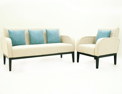 

FURNITECH SEATING SYSTEMS (I) PVT LTD Fabric 3 + 1 Cream Sofa Set