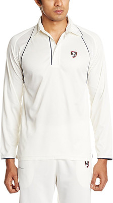 SG Solid Men Polo Neck White T-Shirt