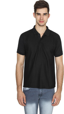 Xee Solid Men Polo Neck Black T-Shirt