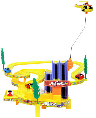 

Prefun Automatic Car Track Racer with Hovering & Rotating Helicopter(Multicolor)