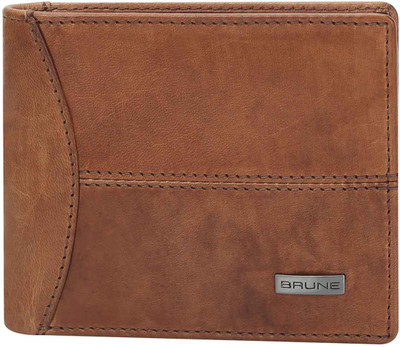 Brune Men Tan Genuine Leather Wallet(6 Card Slots)