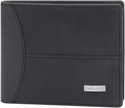 

Brune Men Black Genuine Leather Wallet(6 Card Slots)