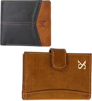 

Styler King Men Black Artificial Leather Wallet(13 Card Slots), Black;tan