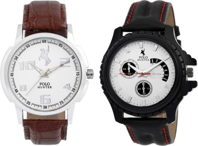 POLO HUNTER Ph-3225 Combo Of 2 Sytlish White Modest Watch  - For Men   Watches  (Polo Hunter)