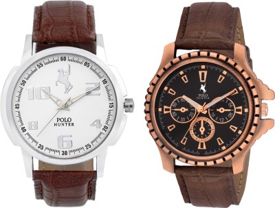 POLO HUNTER Ph-3226 Set Of Two White And Brown Elegant Watch  - For Men   Watches  (Polo Hunter)