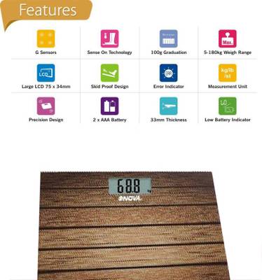 NOVA BGS-1259 Ultra Slim Electronic Personal Weighing Scale