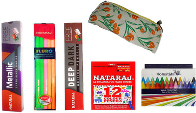 

NATARAJ Pack of 10 Deep Dark,10 Metallic,10 Fluro Neon, 1 SET OF 12 Colour, Kolotsahl 24 Wax Crayons STATIONERY SET