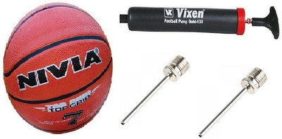 

Nivia Combo of 3, Top Grip Basketball Size-6, Vixen Pump, and Needle Basketball - Size: (Pack of 1, Multicolor, Orange