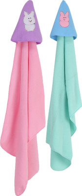 

First Trend Cartoon  Hooded Baby Blanket(Polyester, BabyPink, seaGreen