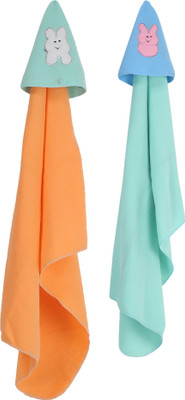 First Trend Cartoon  Hooded Baby Blanket(Polyester, seaGreen, Peach, Peach;seagreen
