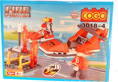 

TALKING GANESHA COGO Building Blocks Fire Fighter 3018-4 set for kids (111 Pcs)(Multicolor)