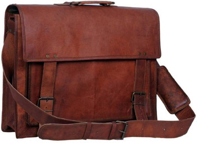 

craftshades Handmade leather briefcase Medium Briefcase - For Men & Women(Brown)