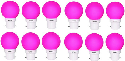 Wipro 0.5 W Basic Standard B22 LED Bulb(Pink, Pack of 12)