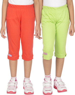 

Ocean Race Capri For Girls Solid Cotton(Multicolor, Coral & lime green