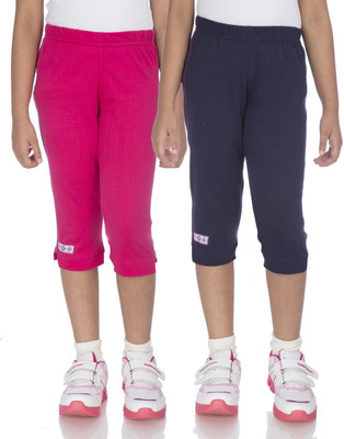 

Ocean Race Capri For Girls Solid Cotton(Multicolor, Hot pink & navy