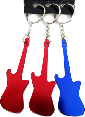 

VShine Metal Guitar Shaped Bottle Opener Set of 3 Key Chain(Multicolor)
