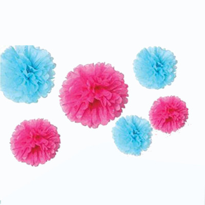 

PARTY PROPZ Blue, Pink TISSUE PAPER (14") POM POM SET OF 6PCS/ BABY SHOWER DECORATION/BABY SHOWER PARTY SUPPLIES - 6 g