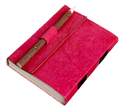 

Crafts A6 Diary(Embossed handmade leather diary, Pink pencil diary)