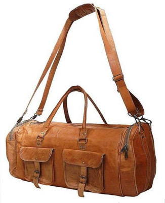 

CraftShades 26 inch/66 cm (Expandable) Handmade leather bag Travel Duffel Bag(Brown)