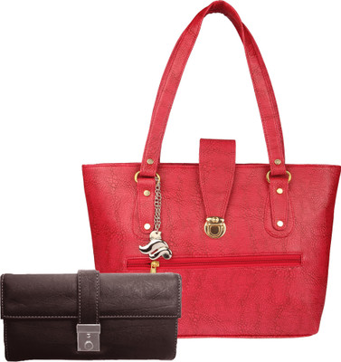

Lady bar Shoulder Bag(Red, Brown), Brown;red